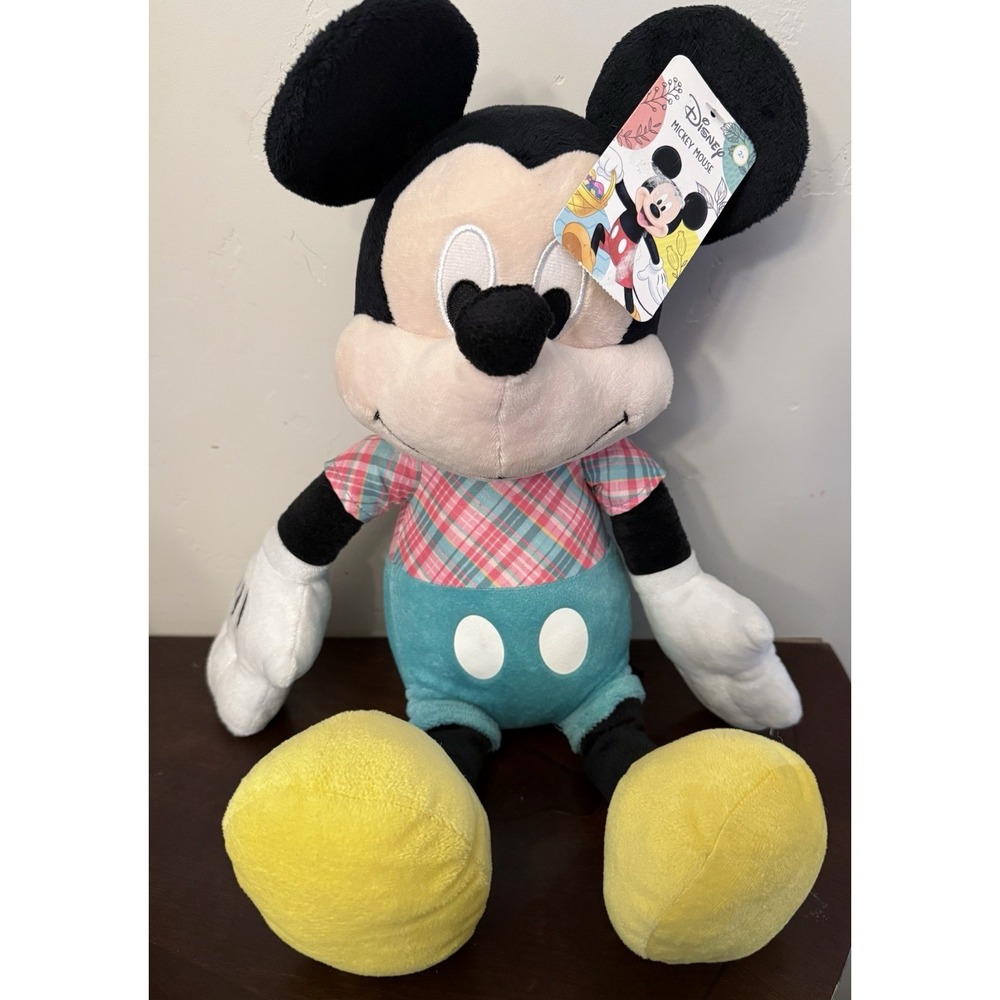 Disney Mickey Mouse 18" Easter Plaid Stuffed Plush Just Play NEW TAGS 2023